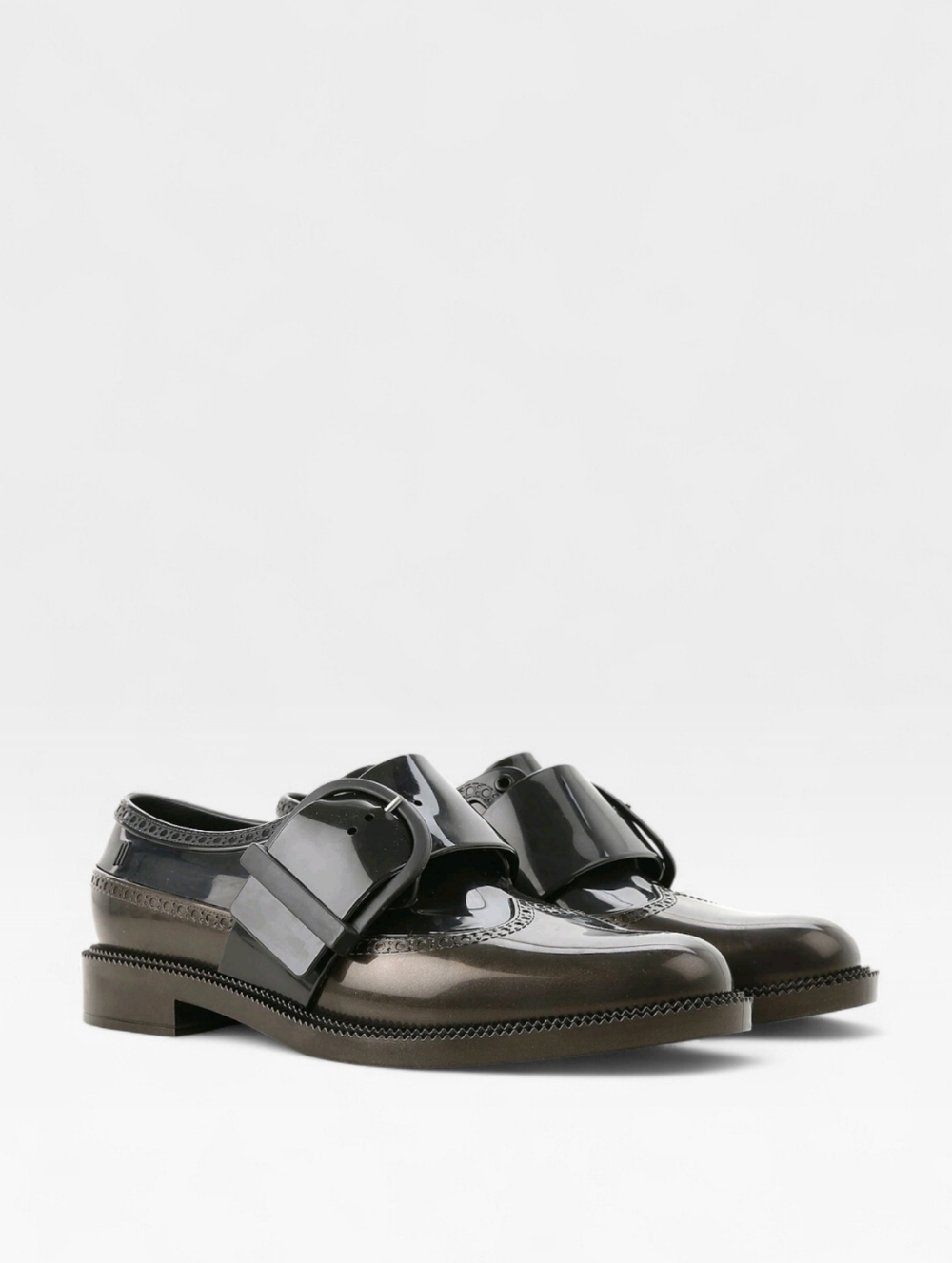 MELISSA Dama Classic Jelly Brogues Loafers Shoes 8 Black Bronze Made In Brazil - Picture 14 of 15